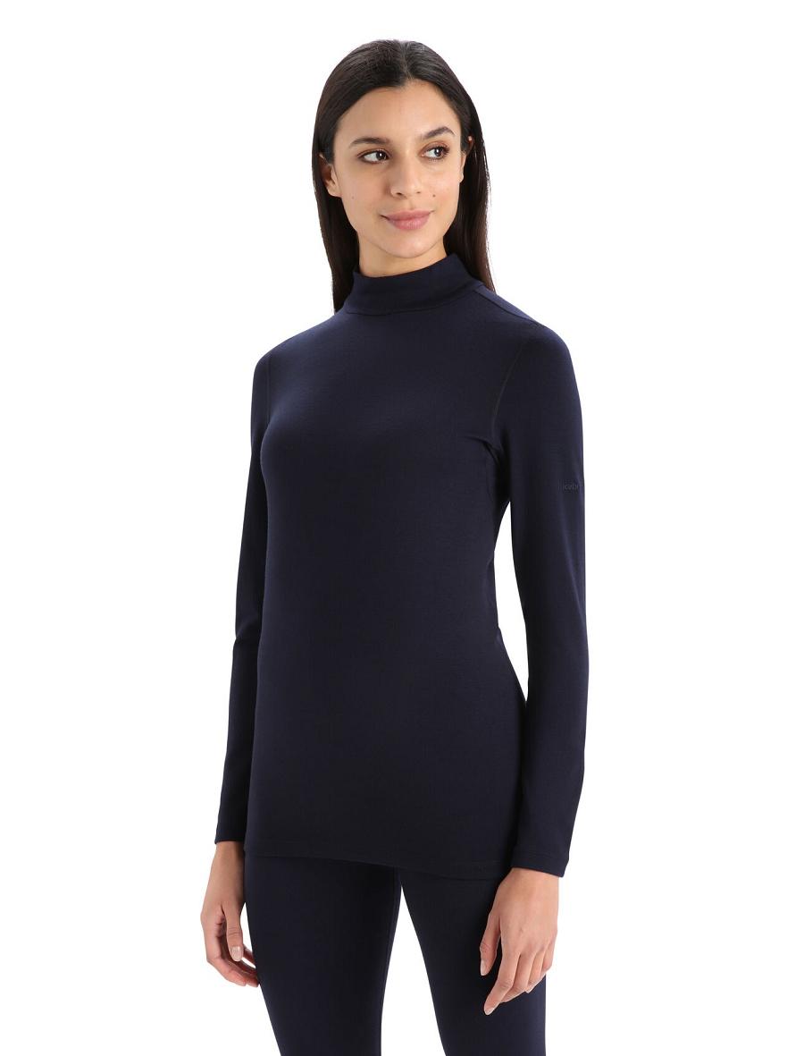 Icebreaker Merino 260 Tech Long Sleeve Turtleneck Női Base Layers Sötétkék | HU 1827RVDW